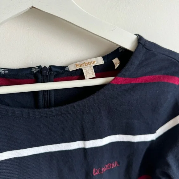 Barbour Oyster Striped Dress Blue Multi Size 6 Cotton - Picture 6 of 14